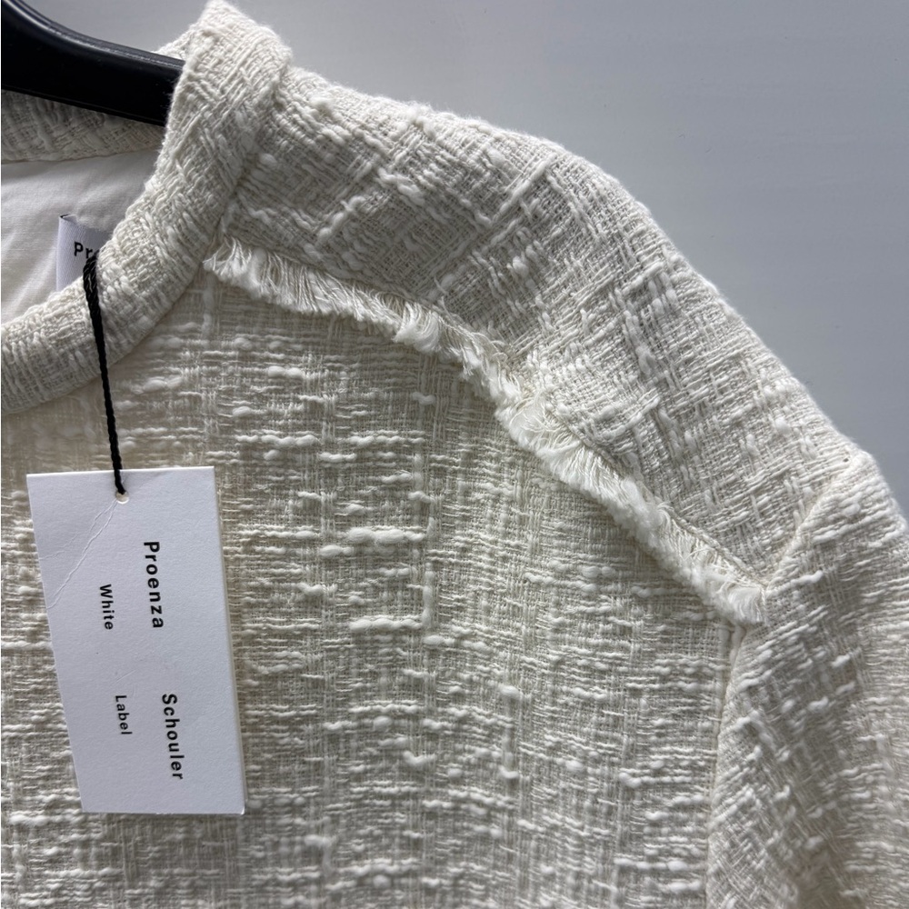 Proenza Schouler Short Sleeve Boucle Tweed mini Dress White 0 2 4 NWT - Picture 7 of 7